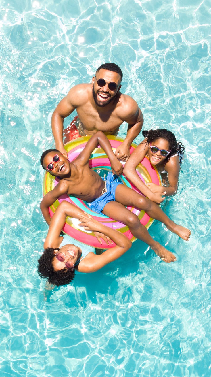 Family at the pool